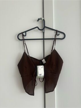 H&M Dark Brown Crochet Crop Cami